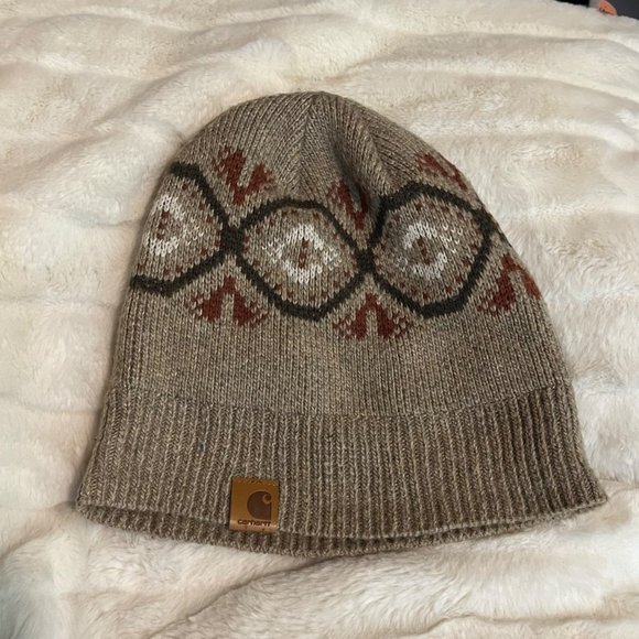 Carhartt Women’s One Size Tan Brown Mocha Wool Acrylic Outdoor Camping Beanie - Picture 7 of 7